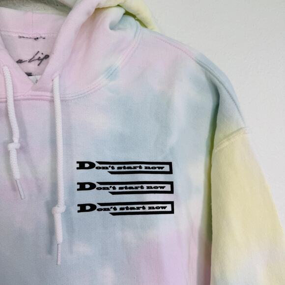 Dua Lipa Hoodie Women Small Tie Dye Dont Start Now Merch Pastel Pullover Sweater - Picture 4 of 9